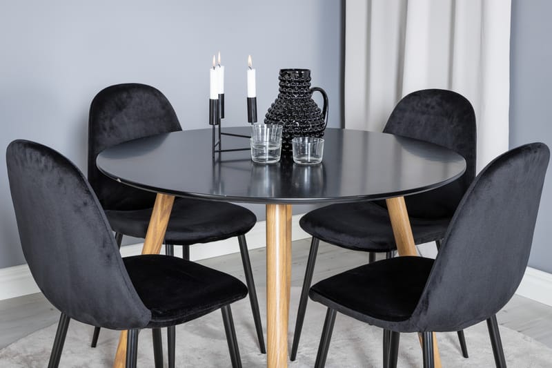 Plaza Matgrupp 100 cm Rund med 4 Polar stolar - Svart - Möbler - Bord & matgrupp - Matgrupp