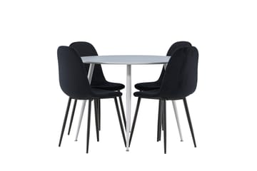 Plaza Matgrupp 100 cm Rund med 4 Polar stolar - Grå/Svart - Möbler - Bord & matgrupp - Matgrupp