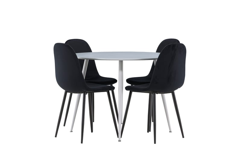 Plaza Matgrupp 100 cm Rund med 4 Polar stolar - Grå/Svart - Möbler - Bord & matgrupp - Matgrupp