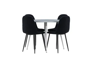 Plaza Matgrupp 100 cm Rund med 4 Polar stolar - Grå/Svart - Möbler - Bord & matgrupp - Matgrupp
