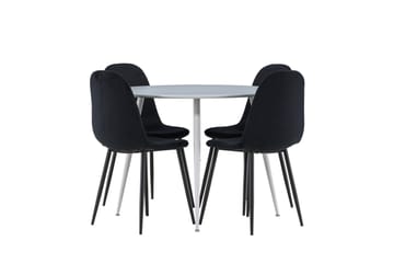 Plaza Matgrupp 100 cm Rund med 4 Polar stolar - Grå/Svart - Möbler - Bord & matgrupp - Matgrupp