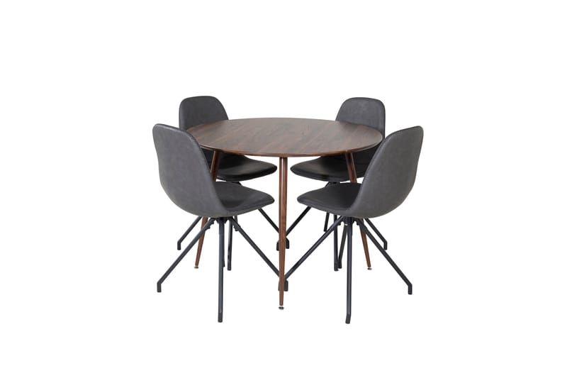 Plaza Matgrupp 100 cm Rund med 4 Polar stolar, Svart
