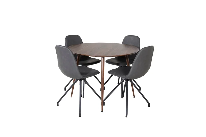 Plaza Matgrupp 100 cm Rund med 4 Polar stolar, Svart
