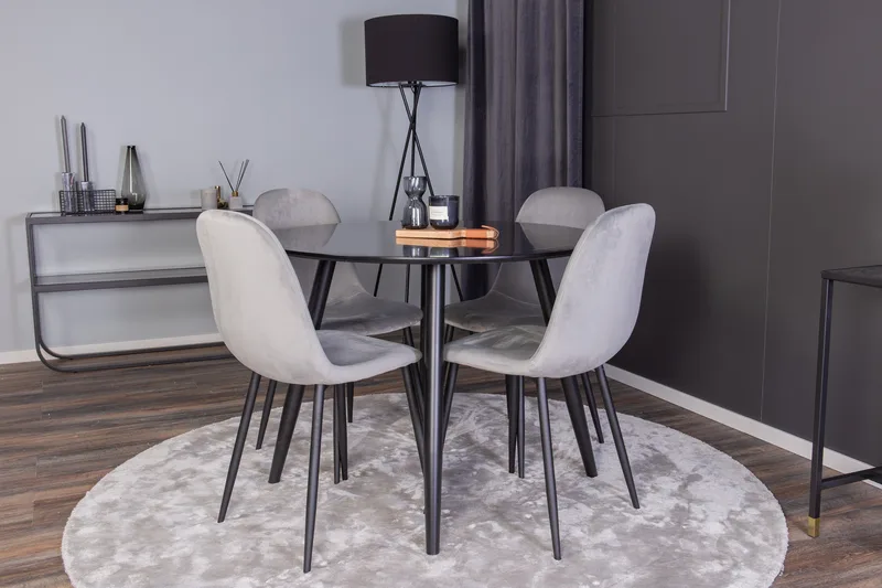Plaza Matgrupp 100 cm Rund med 4 Polar stolar - Svart - Möbler - Bord & matgrupp - Matgrupp