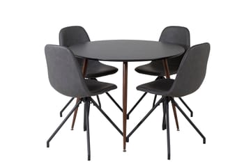 Plaza Matgrupp 100 cm Rund med 4 Polar stolar - Svart - Möbler - Bord & matgrupp - Matgrupp
