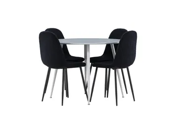 Plaza Matgrupp 100 cm Rund med 4 Polar stolar - Grå/Svart - Möbler - Bord & matgrupp - Matgrupp