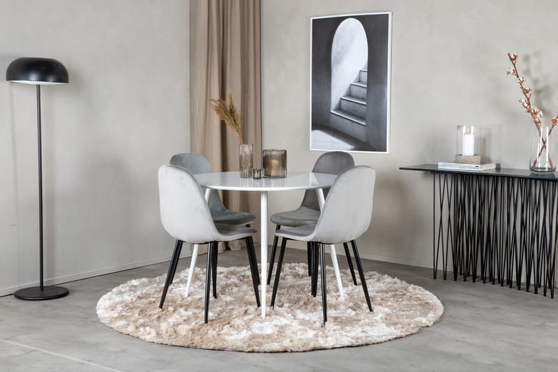 Plaza Matgrupp 100 cm Rund med 4 Polar stolar - Svart - Möbler - Bord & matgrupp - Matgrupp