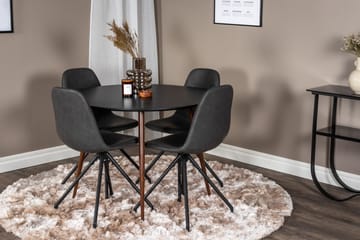 Plaza Matgrupp 100 cm Rund med 4 Polar stolar - Svart - Möbler - Bord & matgrupp - Matgrupp