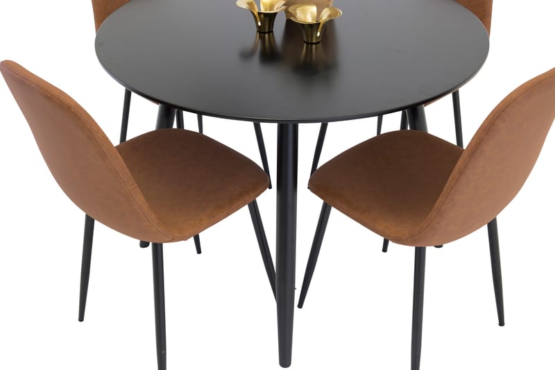 Plaza Matgrupp 100 cm Rund med 4 Polar stolar - Svart - Möbler - Bord & matgrupp - Matgrupp
