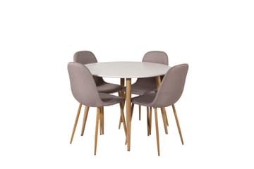 Plaza Matgrupp 100 cm Rund med 4 Polar stolar - Natur - Möbler - Bord & matgrupp - Matgrupp