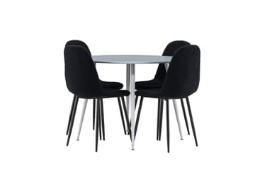 Plaza Matgrupp 100 cm Rund med 4 Polar stolar - Grå/Svart - Möbler - Bord & matgrupp - Matgrupp