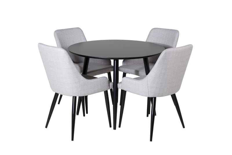 Plaza Matgrupp 100 cm Rund med 4 Plaza stolar, Svart