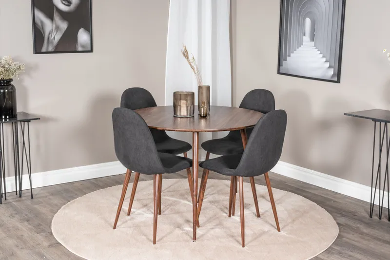 Plaza Matgrupp 100 cm Rund med 4 Polar stolar - Svart - Möbler - Bord & matgrupp - Matgrupp