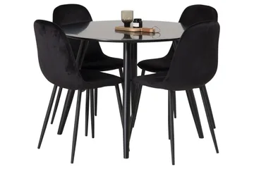 Plaza Matgrupp 100 cm Rund med 4 Polar stolar - Svart - Möbler - Bord & matgrupp - Matgrupp