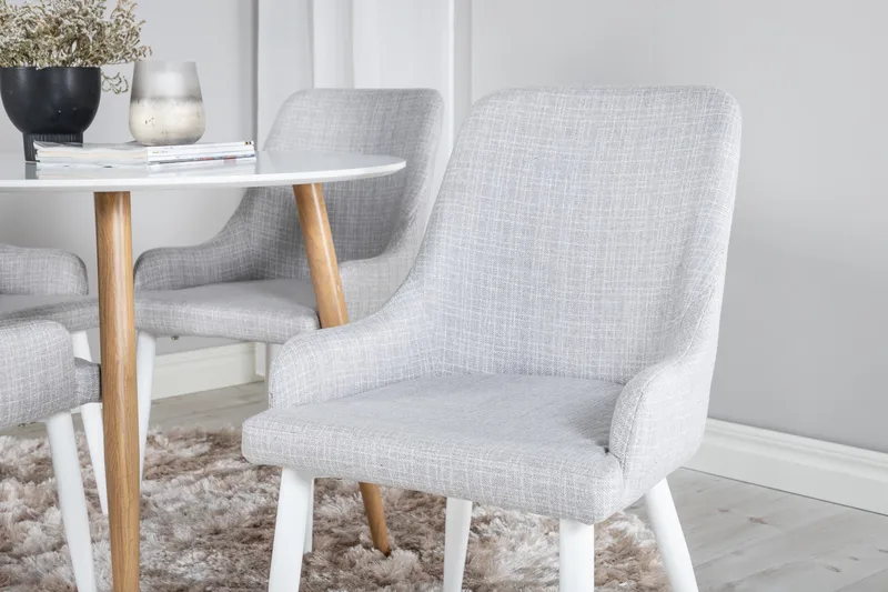 Plaza Matgrupp 100 cm Rund med 4 Plaza stolar - Grå - Möbler - Bord & matgrupp - Matgrupp