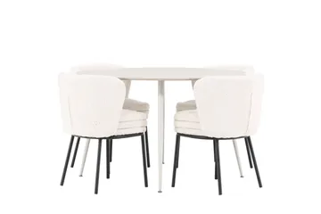 Plaza Matgrupp 120 cm Rund med 4 Agnes stolar - Beige/Vit - Möbler - Bord & matgrupp - Matgrupp