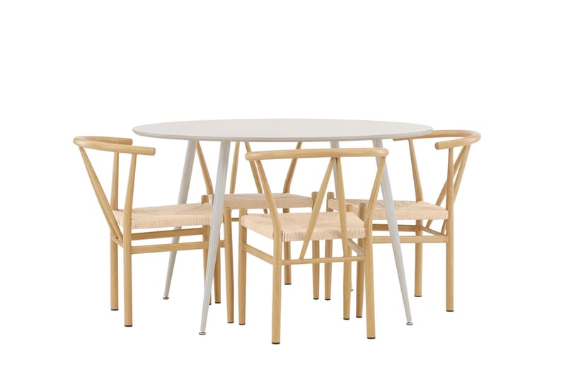 Plaza Matgrupp 120 cm Rund med 4 Alfons stolar - Beige/Beige - Möbler - Bord & matgrupp - Matgrupp