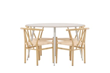 Plaza Matgrupp 120 cm Rund med 4 Alfons stolar - Beige/Beige - Möbler - Bord & matgrupp - Matgrupp