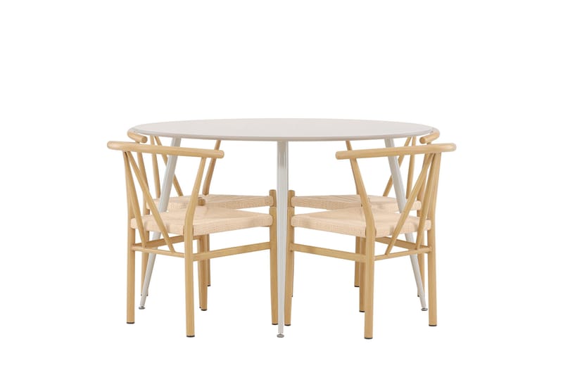 Plaza Matgrupp 120 cm Rund med 4 Alfons stolar - Beige/Beige - Möbler - Bord & matgrupp - Matgrupp