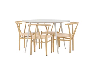 Plaza Matgrupp 120 cm Rund med 4 Alfons stolar - Beige/Beige - Möbler - Bord & matgrupp - Matgrupp