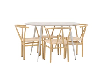 Plaza Matgrupp 120 cm Rund med 4 Alfons stolar - Beige/Beige - Möbler - Bord & matgrupp - Matgrupp