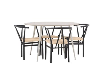 Plaza Matgrupp 120 cm Rund med 4 Alfons stolar - Beige/Svart - Möbler - Bord & matgrupp - Matgrupp