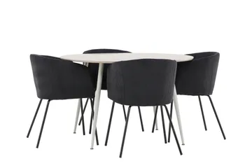 Plaza Matgrupp 120 cm Rund med 4 Berit stolar - Beige/Svart - Möbler - Bord & matgrupp - Matgrupp