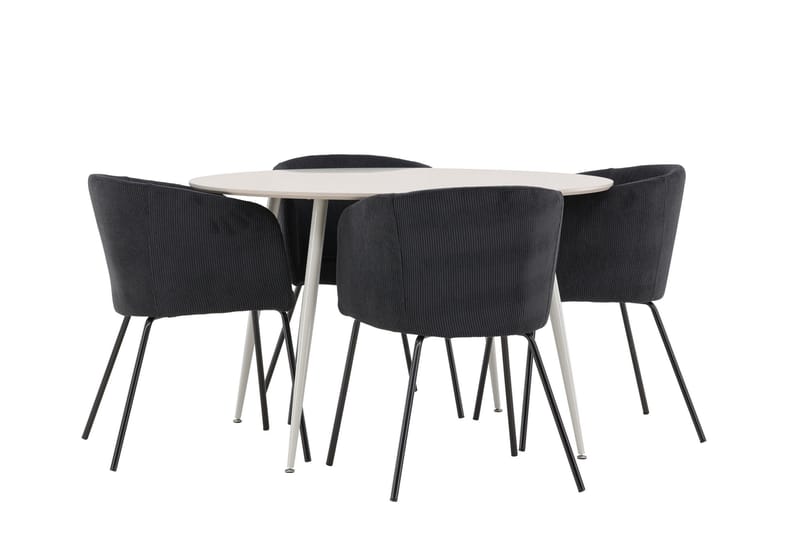 Plaza Matgrupp 120 cm Rund med 4 Berit stolar - Beige/Svart - Möbler - Bord & matgrupp - Matgrupp