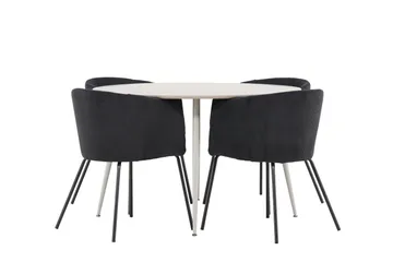 Plaza Matgrupp 120 cm Rund med 4 Berit stolar - Beige/Svart - Möbler - Bord & matgrupp - Matgrupp