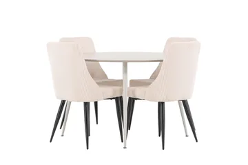 Plaza Matgrupp 120 cm Rund med 4 Leone stolar - Beige/Beige - Möbler - Bord & matgrupp - Matgrupp