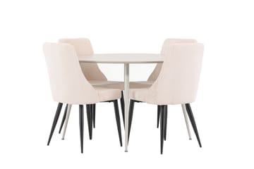 Plaza Matgrupp 120 cm Rund med 4 Leone stolar - Beige/Beige - Möbler - Bord & matgrupp - Matgrupp