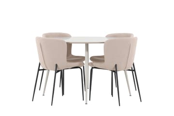 Plaza Matgrupp 120 cm Rund med 4 Modesto stolar - Beige/Beige - Möbler - Bord & matgrupp - Matgrupp