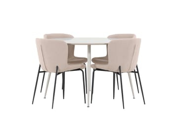 Plaza Matgrupp 120 cm Rund med 4 Modesto stolar - Beige/Beige - Möbler - Bord & matgrupp - Matgrupp