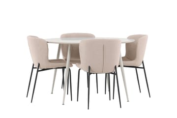 Plaza Matgrupp 120 cm Rund med 4 Modesto stolar - Beige/Beige - Möbler - Bord & matgrupp - Matgrupp