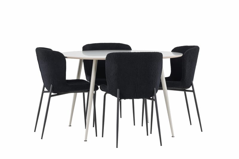 Plaza Matgrupp 120 cm Rund med 4 Modesto stolar - Beige/Svart - Möbler - Bord & matgrupp - Matgrupp