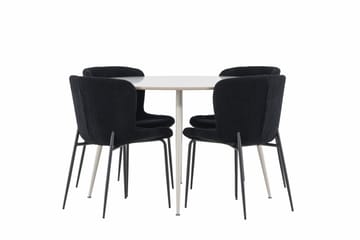 Plaza Matgrupp 120 cm Rund med 4 Modesto stolar - Beige/Svart - Möbler - Bord & matgrupp - Matgrupp