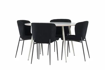 Plaza Matgrupp 120 cm Rund med 4 Modesto stolar - Beige/Svart - Möbler - Bord & matgrupp - Matgrupp