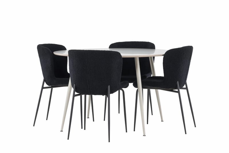 Plaza Matgrupp 120 cm Rund med 4 Modesto stolar - Beige/Svart - Möbler - Bord & matgrupp - Matgrupp