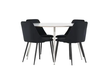 Plaza Matgrupp 120 cm Rund med 4 Night stolar - Beige/Svart - Möbler - Bord & matgrupp - Matgrupp