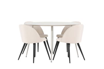 Plaza Matgrupp 120 cm Rund med 4 Velvet stolar - Beige/Beige - Möbler - Bord & matgrupp - Matgrupp