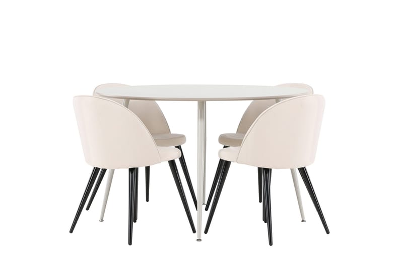 Plaza Matgrupp 120 cm Rund med 4 Velvet stolar - Beige/Beige - Möbler - Bord & matgrupp - Matgrupp