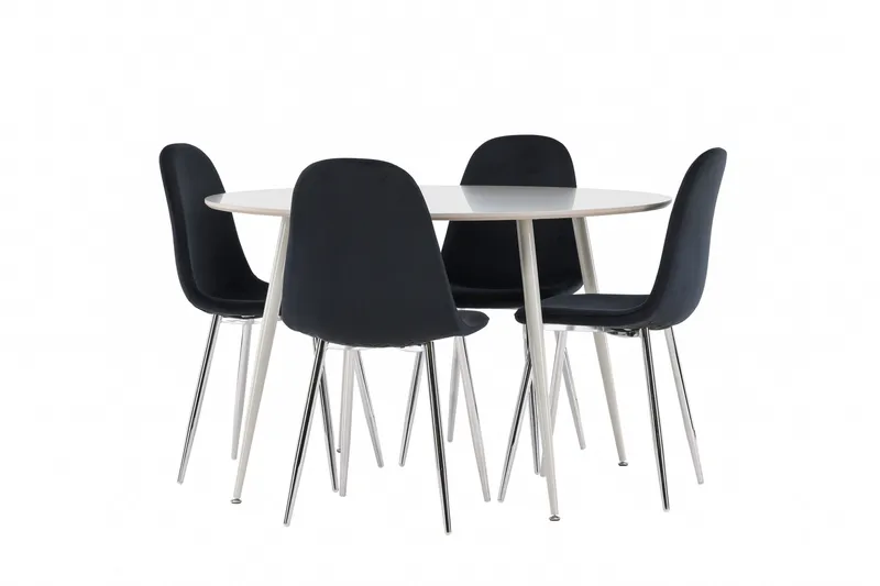 Plaza Matgrupp 120 cm Rund med 4 Polar stolar - Beige/Svart - Möbler - Bord & matgrupp - Matgrupp