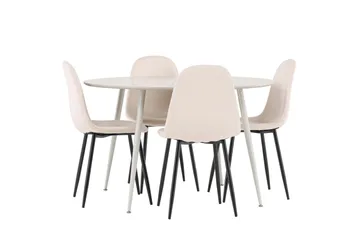Plaza Matgrupp 120 cm Rund med 4 Polar stolar - Beige/Beige - Möbler - Bord & matgrupp - Matgrupp