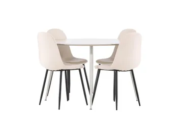 Plaza Matgrupp 120 cm Rund med 4 Polar stolar - Beige/Beige - Möbler - Bord & matgrupp - Matgrupp