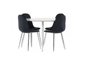 Plaza Matgrupp 120 cm Rund med 4 Polar stolar - Beige/Svart - Möbler - Bord & matgrupp - Matgrupp