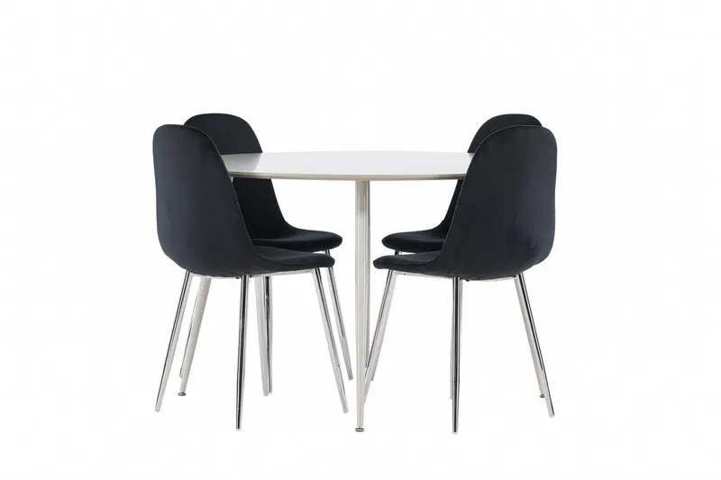 Plaza Matgrupp 120 cm Rund med 4 Polar stolar - Beige/Svart - Möbler - Bord & matgrupp - Matgrupp