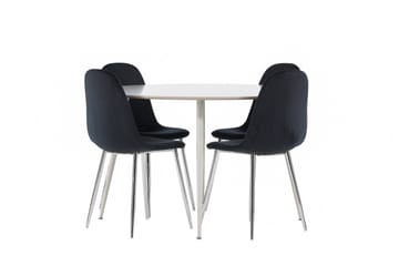 Plaza Matgrupp 120 cm Rund med 4 Polar stolar - Beige/Svart - Möbler - Bord & matgrupp - Matgrupp