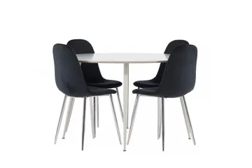Plaza Matgrupp 120 cm Rund med 4 Polar stolar - Beige/Svart - Möbler - Bord & matgrupp - Matgrupp