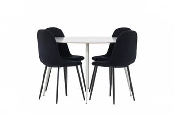 Plaza Matgrupp 120 cm Rund med 4 Polar stolar - Beige/Svart - Möbler - Bord & matgrupp - Matgrupp