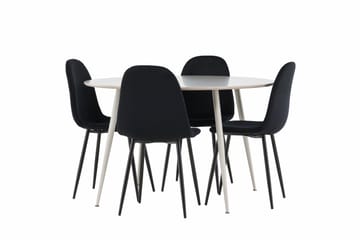 Plaza Matgrupp 120 cm Rund med 4 Polar stolar - Beige/Svart - Möbler - Bord & matgrupp - Matgrupp